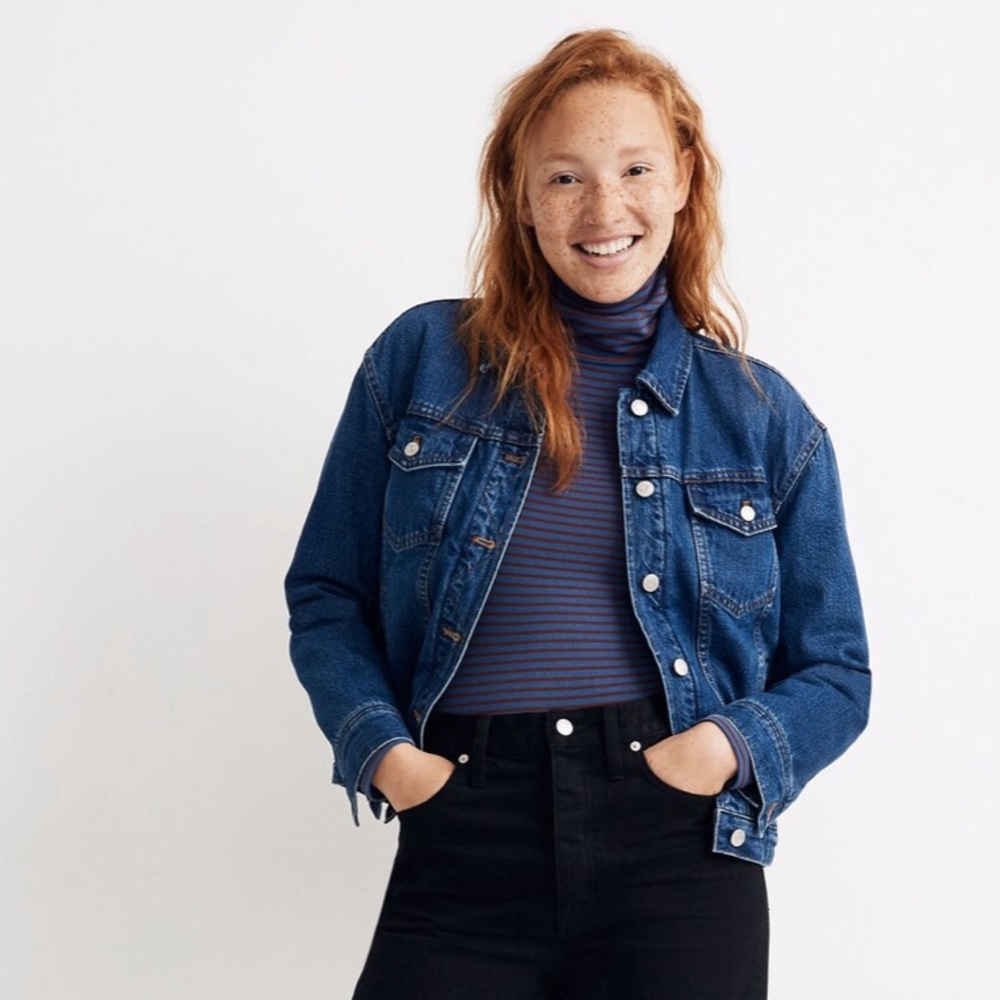 NWT Madewell The Boxy-Crop Jean Jacket: Quilted Lining Edition - Medium - Picture 7 of 9